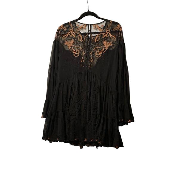Free People beaded PANAMA CITY MINI DRESS black sz small - Picture 5 of 16
